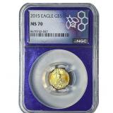 2015 $5 Gold American Eagle 1/10oz NGC MS70