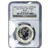 2009 $50 Palladium Canada Maple Leaf 10oz NGC MS69