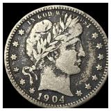 1904-O Silver Barber Quarter LIGHTLY  CIRCULATED