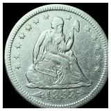 1853 Arrows & Rays Silver Seated Liberty  Quarter