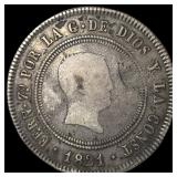 1821 Silver 2 Reales Spain (SM-M). LIGHTLY  CIRCU