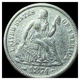 1874 Silver Seated Liberty Dime CLOSELY  UNCIRCUL