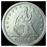 1854 Arrows Seated Liberty Quarter  UNCIRCULATED