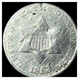 1853 Silver Three-Cent Piece CLOSELY  UNCIRCULATE