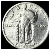 1924 Silver Standing Liberty Quarter CHOICE  AU