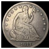 1877 Silver Seated Liberty Half Dollar NEARLY  UN