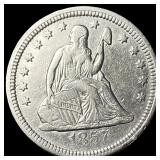 1857 Silver Seated Liberty Quarter CLOSELY  UNCIR