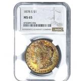 1878-S Morgan Silver Dollar NGC MS65