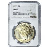 1935 Silver Peace Dollar NGC MS65