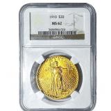 1910 $20 Gold Double Eagle NGC MS62