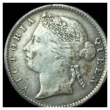 1896 Straits Settlements Silver 10 Cents  LIGHTLY