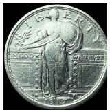 1917 Silver Standing Liberty Quarter CHOICE  AU