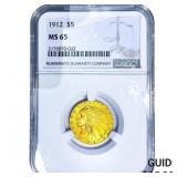 1912 $5 Gold Half Eagle NGC MS65