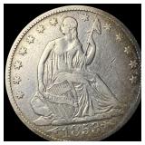 1853 Arrows & Rays Silver Seated Liberty Half  Do