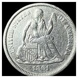 1861 Silver Seated Liberty Dime CHOICE AU