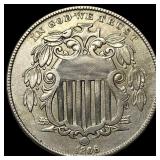 1866 Rays Shield Nickel CHOICE AU