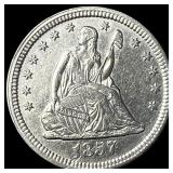 1857 Silver Seated Liberty Quarter CHOICE AU