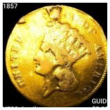 1857 $3 Gold Piece LIGHTLY CIRCULATED