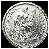 1876-CC Silver Seated Liberty Dime  UNCIRCULATED