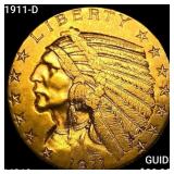1911-D $5 Gold Half Eagle UNCIRCULATED