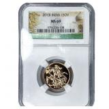 2013 India 1 Sov NGC MS69
