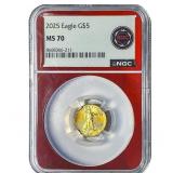 2025 $5 Gold American Eagle 1/10oz NGC MS70