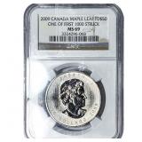 2009 $50 Palladium Canada Maple Leaf 10oz NGC MS69