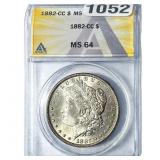 1882-CC Morgan Silver Dollar ANACS MS64
