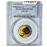 1991W 1/4oz Gold Commemorative $5-M.Rushmore PCGS
