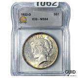 1922-D Silver Peace Dollar ICG MS64