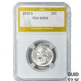 1932-S Washington Silver Quarter PGA MS64