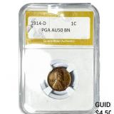 1914-D Wheat Cent PGA AU50 BN