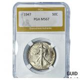 1947 Walking Liberty Half Dollar PGA MS67