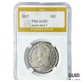 1827 Capped Bust Half Dollar PGA AU50 Square Base