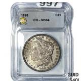 1890 Morgan Silver Dollar ICG MS64