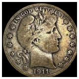 1911-S Silver Barber Half Dollar LIGHTLY CIRCULATE