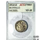 1914/13 Buffalo Nickel ACG VF35