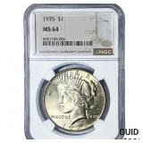 1935 Silver Peace Dollar NGC MS64