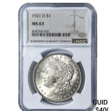 1921-D Morgan Silver Dollar NGC MS63