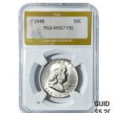 1948 Franklin Half Dollar PGA MS67 FBL