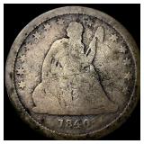 1840-O Silver Seated Liberty Quarter NICELY  CIRC