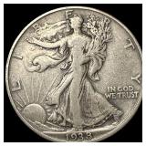 1938-D Silver Walking Liberty Half Dollar  NEARLY