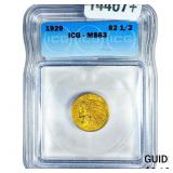 1929 $2.50 Gold Quarter Eagle ICG MS63