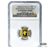 1990 Isle of man Gold 1/10C Penny Black Ann. NGC P