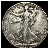 1938-D Silver Half Dollar Walking Liberty NEARLY U