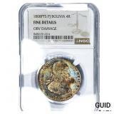 1808-PTS Colonial Spain Silver 4 Reales Toned! NGC