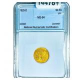1925-D $2.50 Gold Quarter Eagle NNC MS64