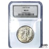 1947-D Walking Liberty Half Dollar NGC MS65