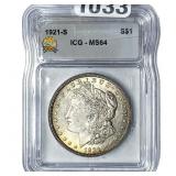 1921-S Morgan Silver Dollar ICG MS64