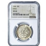 1946 Iowa Half Dollar NGC MS66